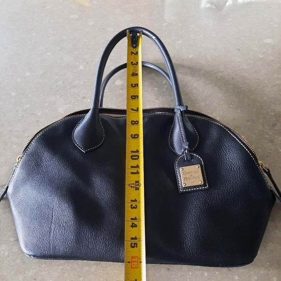 Dooney & Bourke Black Satchel Bag Domed Pebbled Leather Double Top Handle - Picture 10 of 16